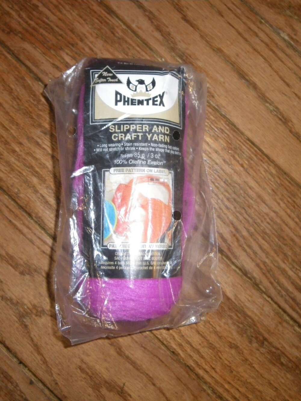 1 Phentex Slipper & Craft Yarn – Color Hot Pink – 164 yds.